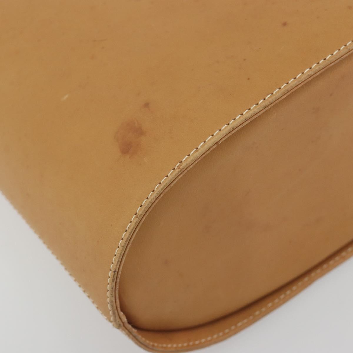 Salvatore Ferragamo Gancini Hand Bag Leather 2way Beige Silver Auth 197027