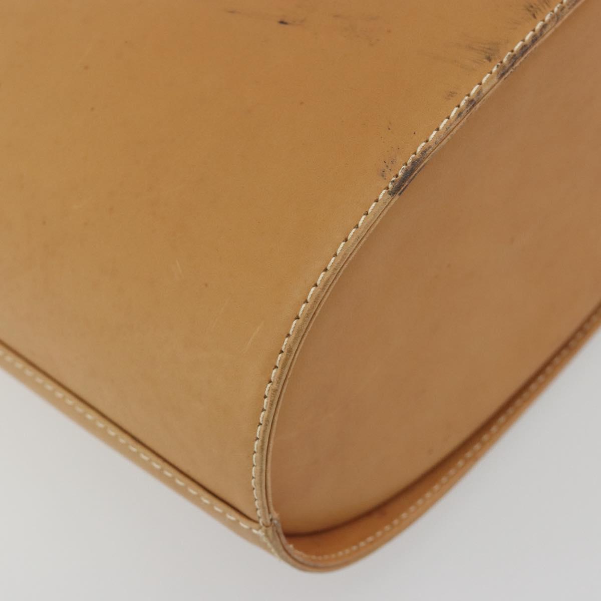 Salvatore Ferragamo Gancini Hand Bag Leather 2way Beige Silver Auth 197027
