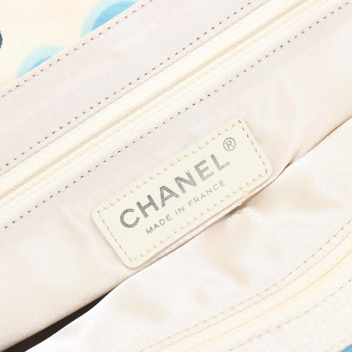 CHANEL New Travel Line Hawaii Limited Tote Bag Nylon White Silver CC Auth 197028