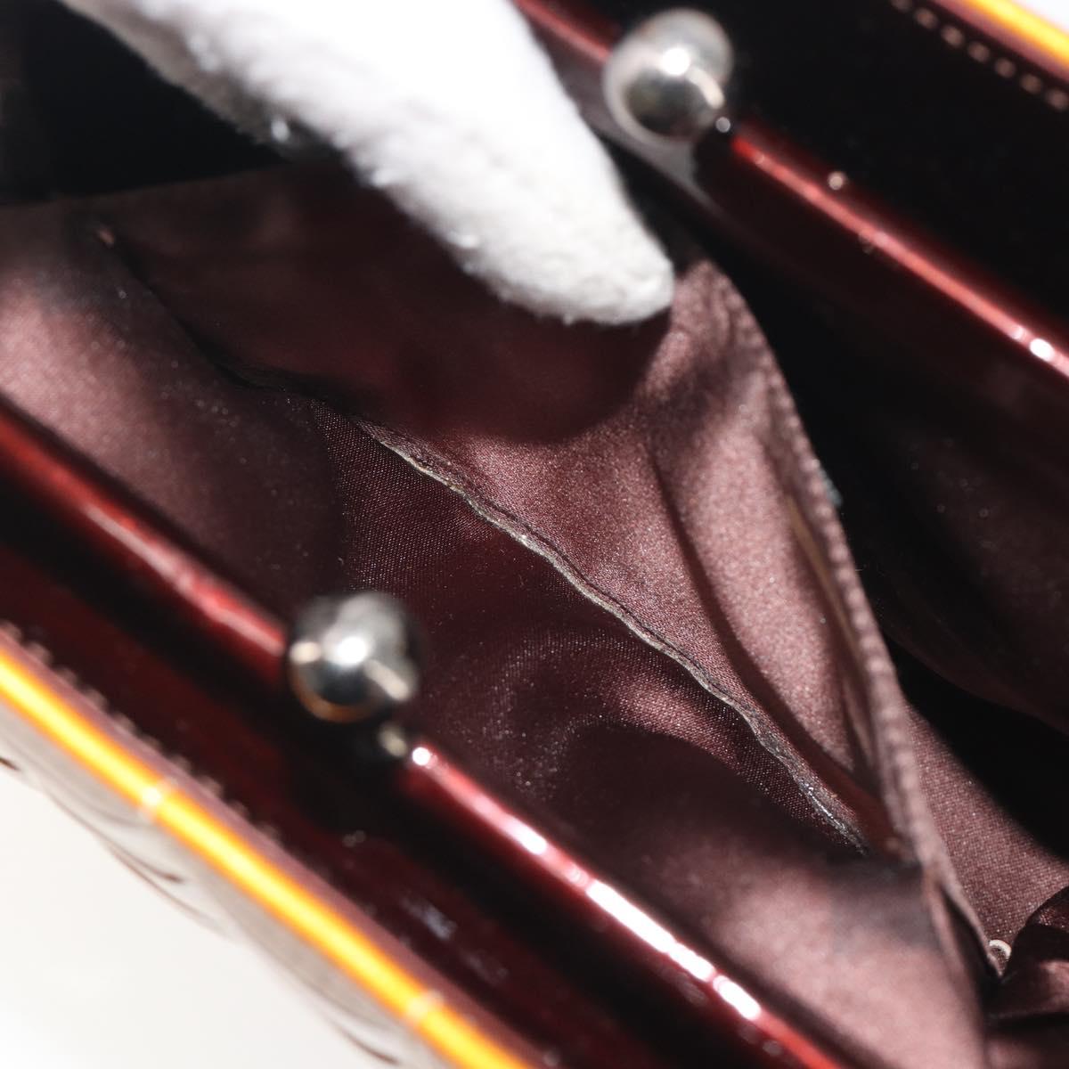 CHANEL Choco Bar line Shoulder Bag Patent leather Orange Silver CC Auth 197037A
