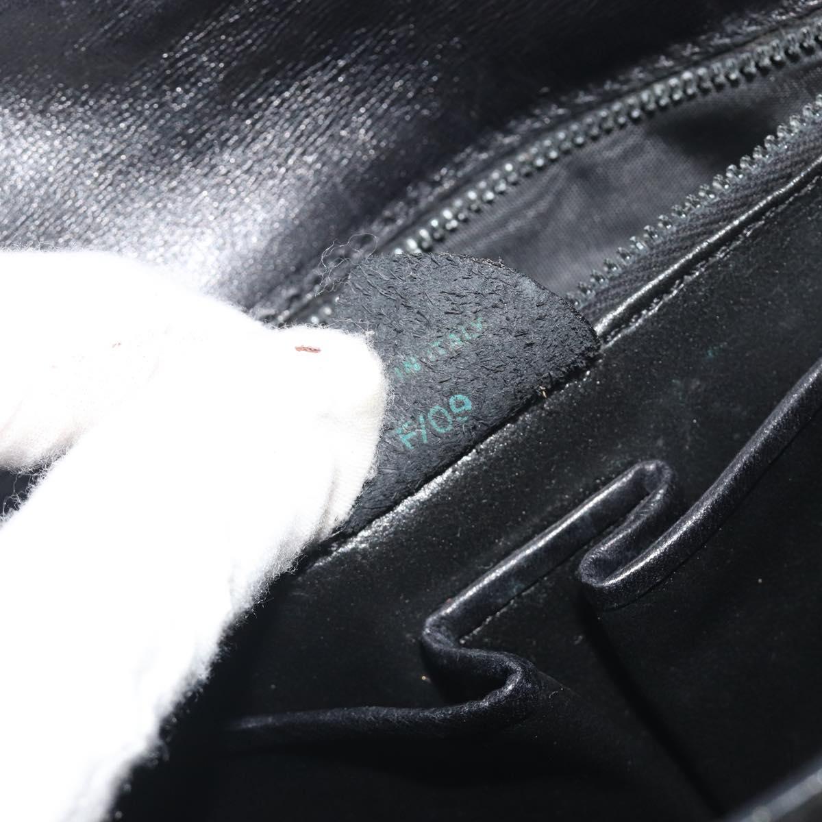 CELINE Hand Bag Leather Black Gold Auth 197040