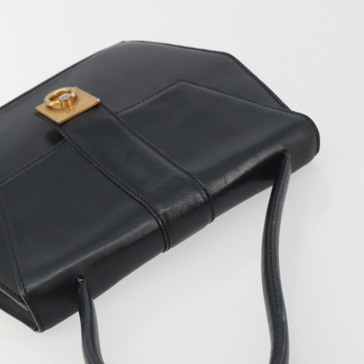 CELINE Hand Bag Leather Black Gold Auth 197040