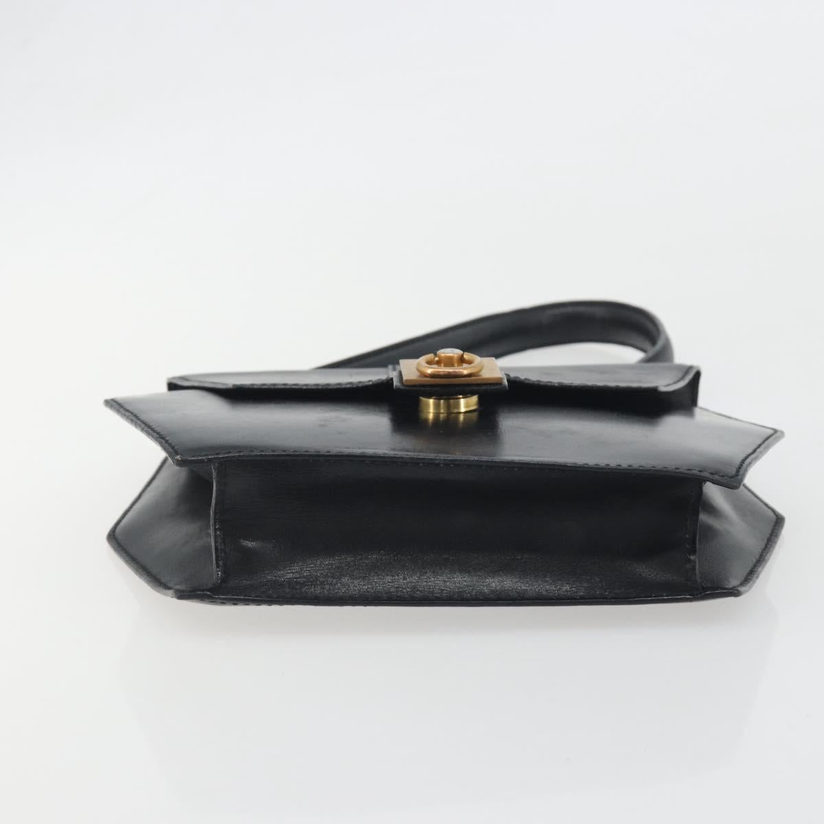 CELINE Hand Bag Leather Black Gold Auth 197040