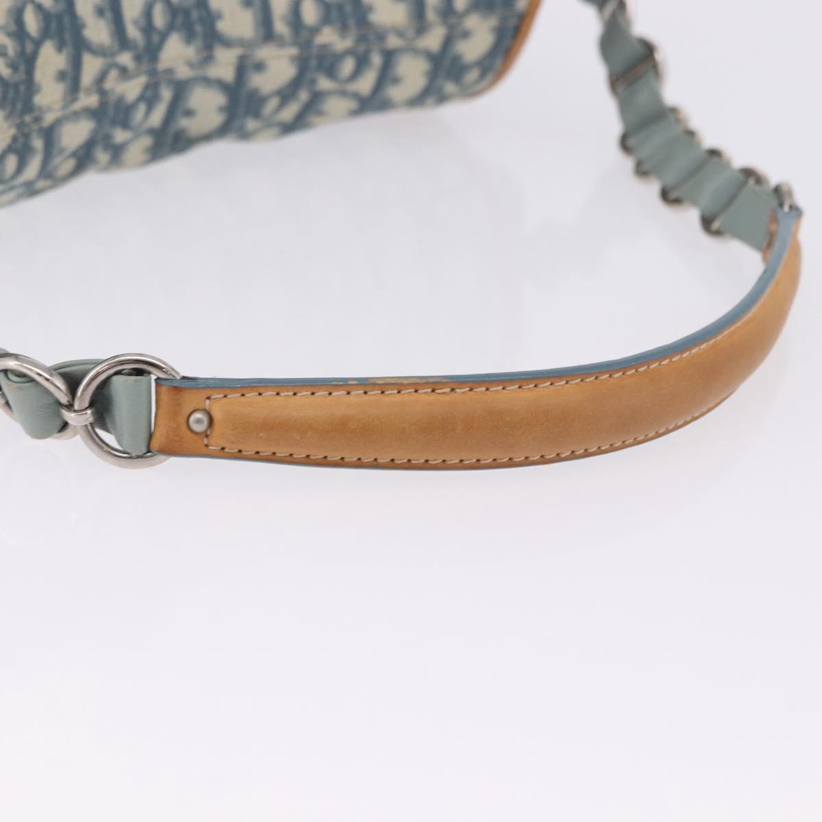 Christian Dior Trotter Canvas Romantic Chain Bag PVC Blue Silver Auth 197045SAM