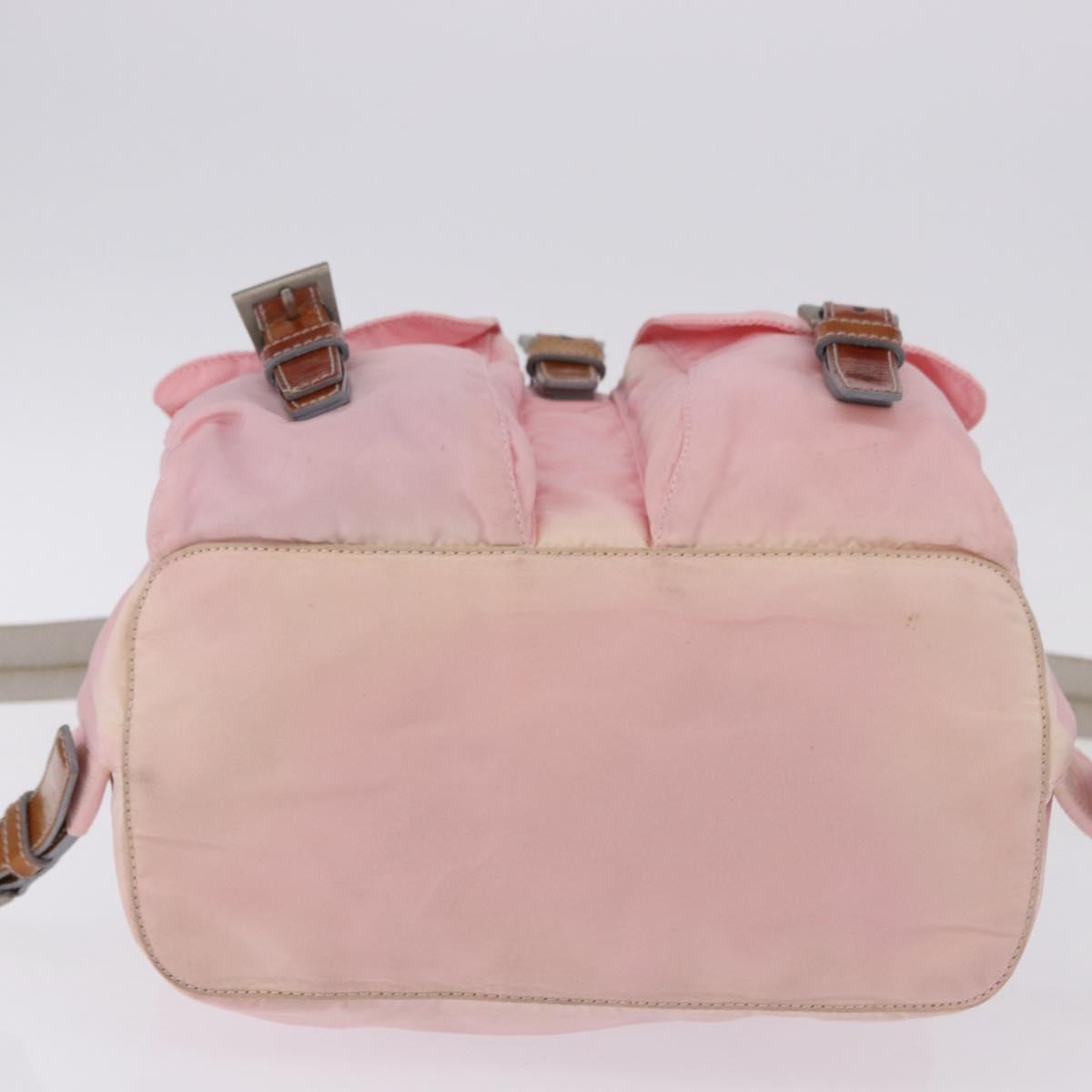 PRADA Backpack Nylon Pink Silver Auth 197051