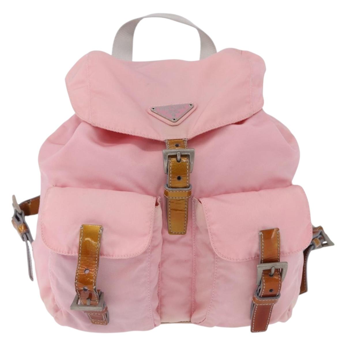 PRADA Backpack Nylon Pink Silver Auth 197051