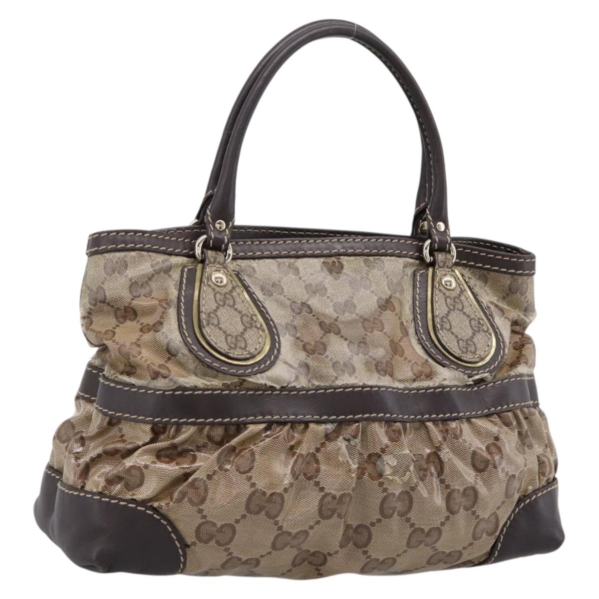 GUCCI GG Canvas GG crystal Hand Bag Coated Canvas Beige Gold 223964 Auth 197056
