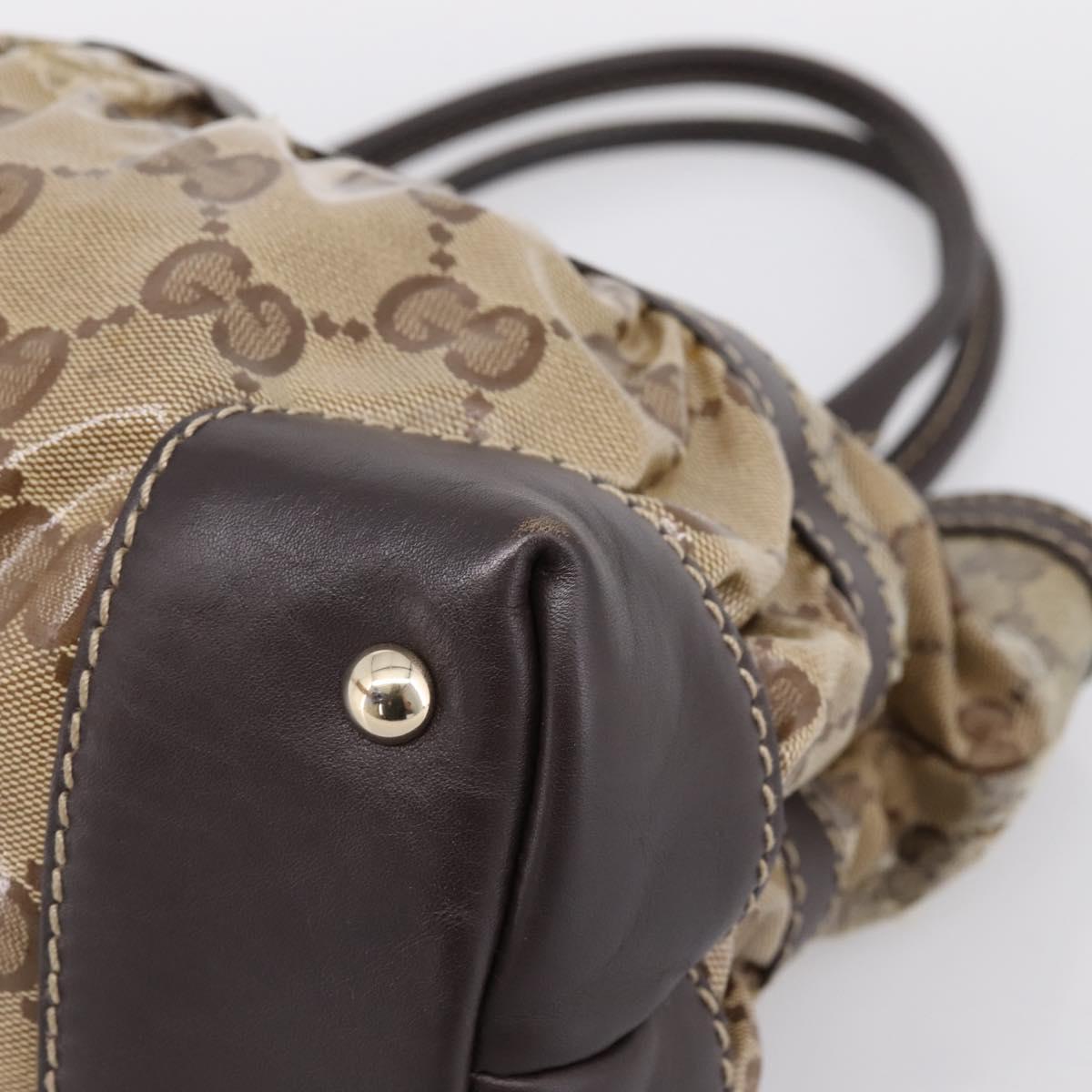 GUCCI GG Canvas GG crystal Hand Bag Coated Canvas Beige Gold 223964 Auth 197056