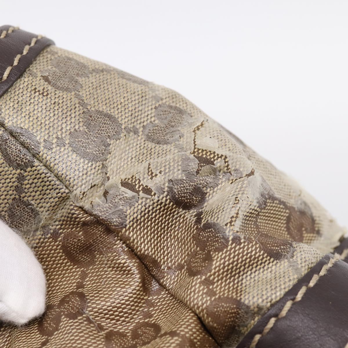 GUCCI GG Canvas GG crystal Hand Bag Coated Canvas Beige Gold 223964 Auth 197056