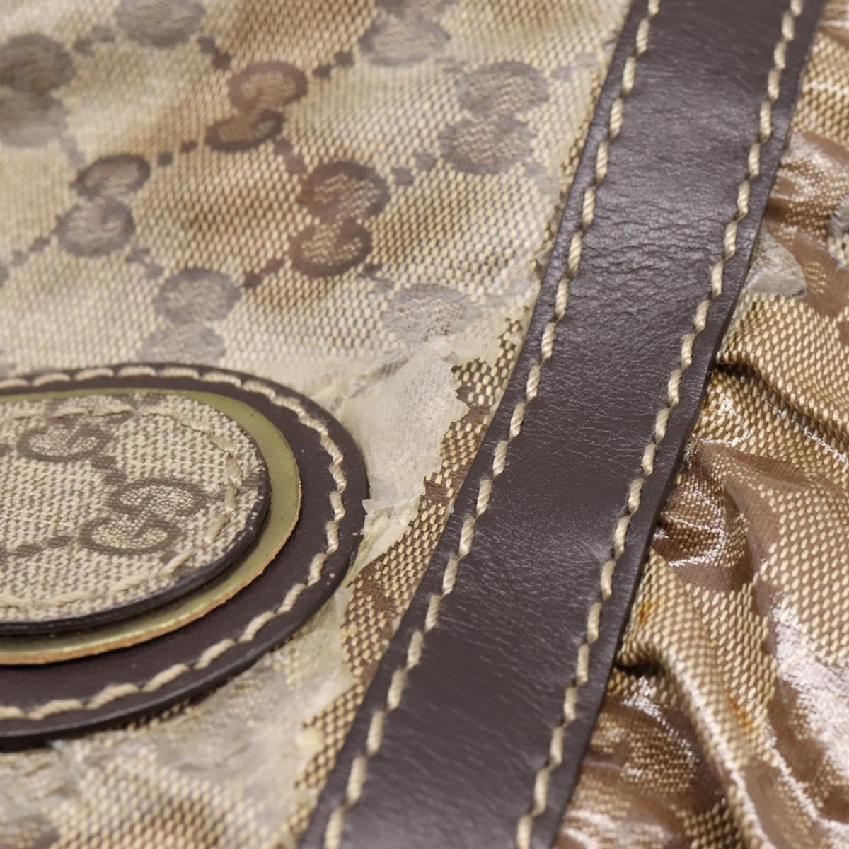 GUCCI GG Canvas GG crystal Hand Bag Coated Canvas Beige Gold 223964 Auth 197056