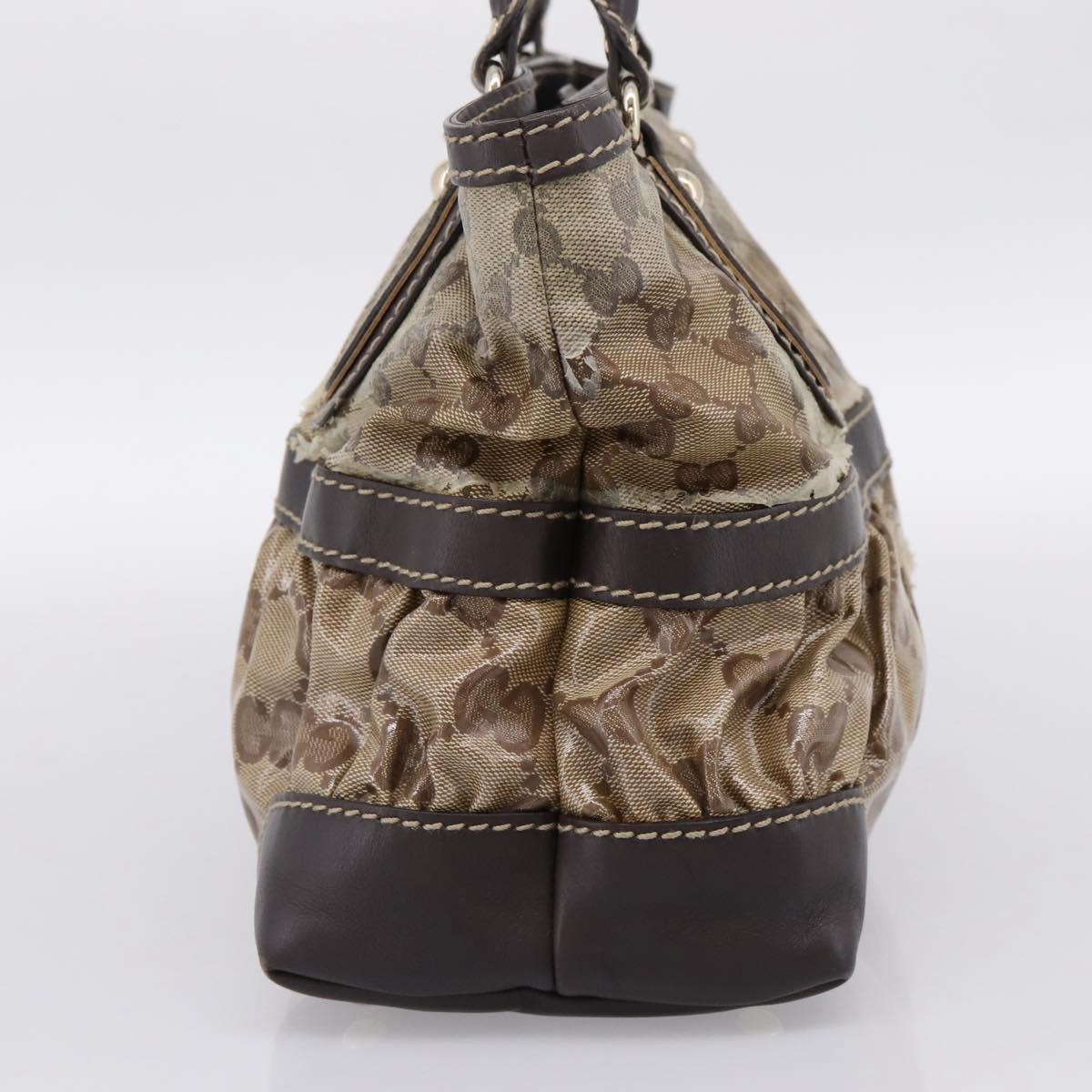 GUCCI GG Canvas GG crystal Hand Bag Coated Canvas Beige Gold 223964 Auth 197056