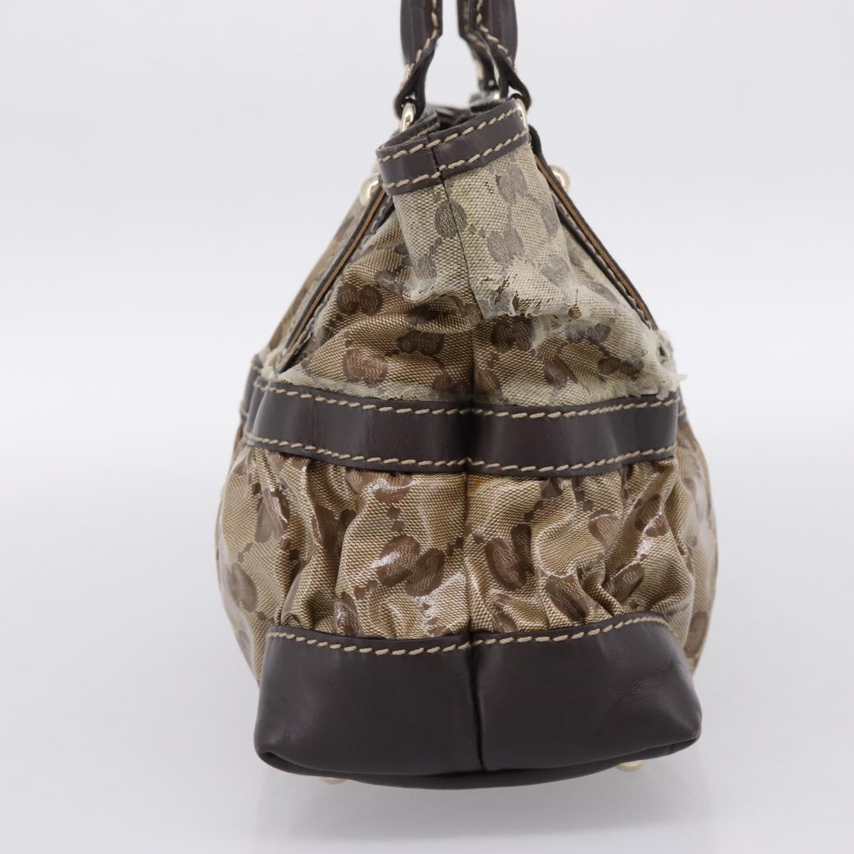 GUCCI GG Canvas GG crystal Hand Bag Coated Canvas Beige Gold 223964 Auth 197056