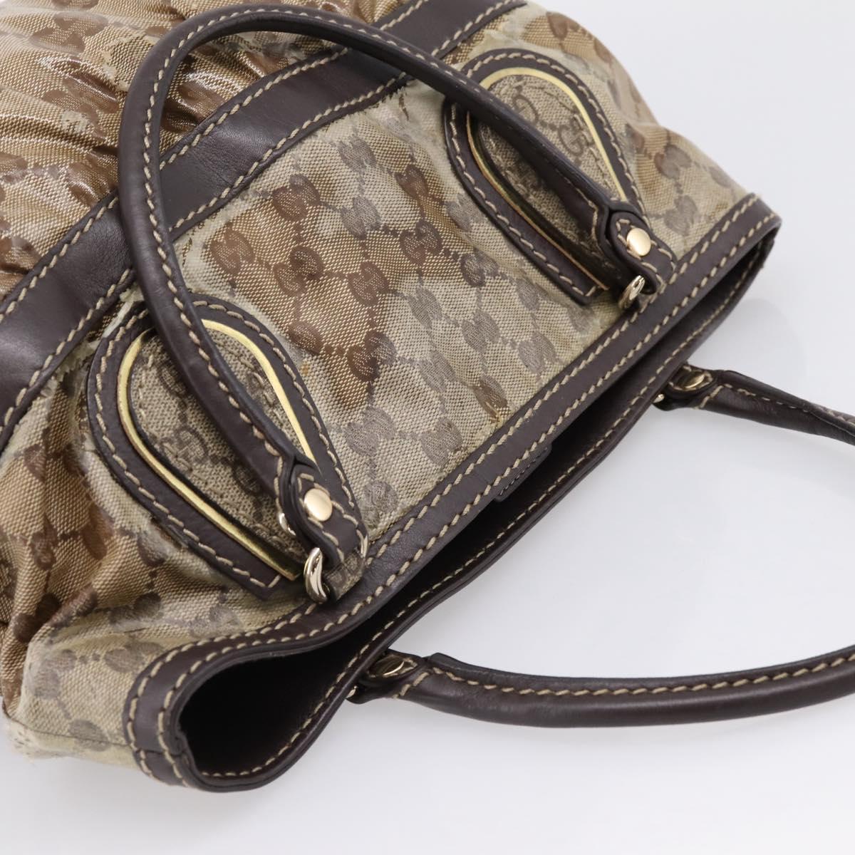GUCCI GG Canvas GG crystal Hand Bag Coated Canvas Beige Gold 223964 Auth 197056