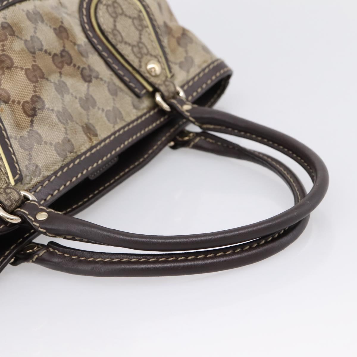 GUCCI GG Canvas GG crystal Hand Bag Coated Canvas Beige Gold 223964 Auth 197056