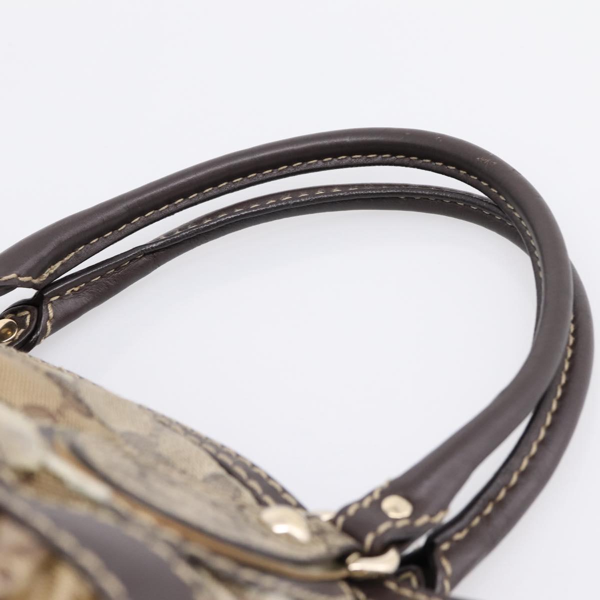 GUCCI GG Canvas GG crystal Hand Bag Coated Canvas Beige Gold 223964 Auth 197056