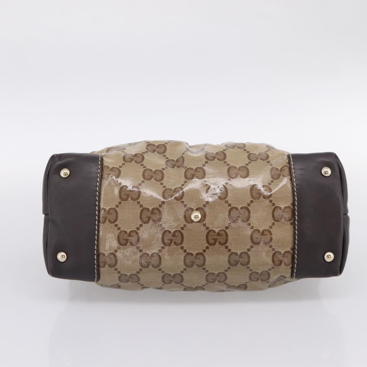 GUCCI GG Canvas GG crystal Hand Bag Coated Canvas Beige Gold 223964 Auth 197056