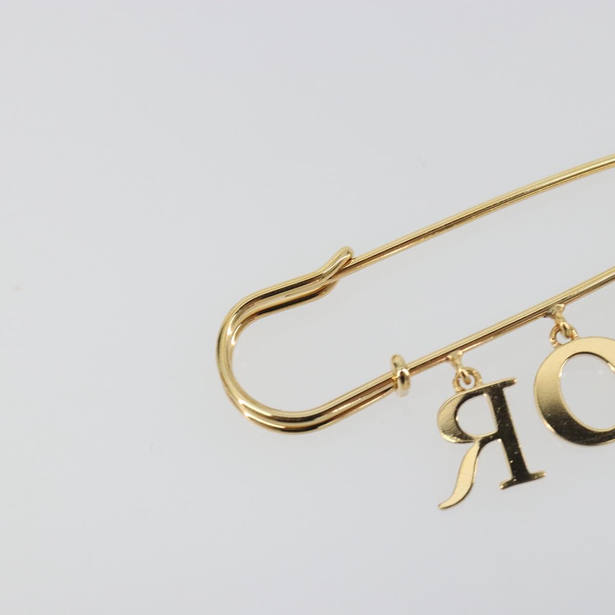 Christian Dior Rhinestone Brooch metal Gold Auth 197058V