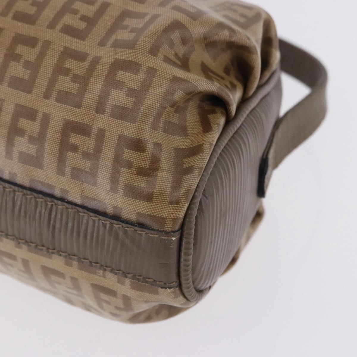 FENDI Zucchino Canvas Shoulder Bag PVC Beige Auth 197102