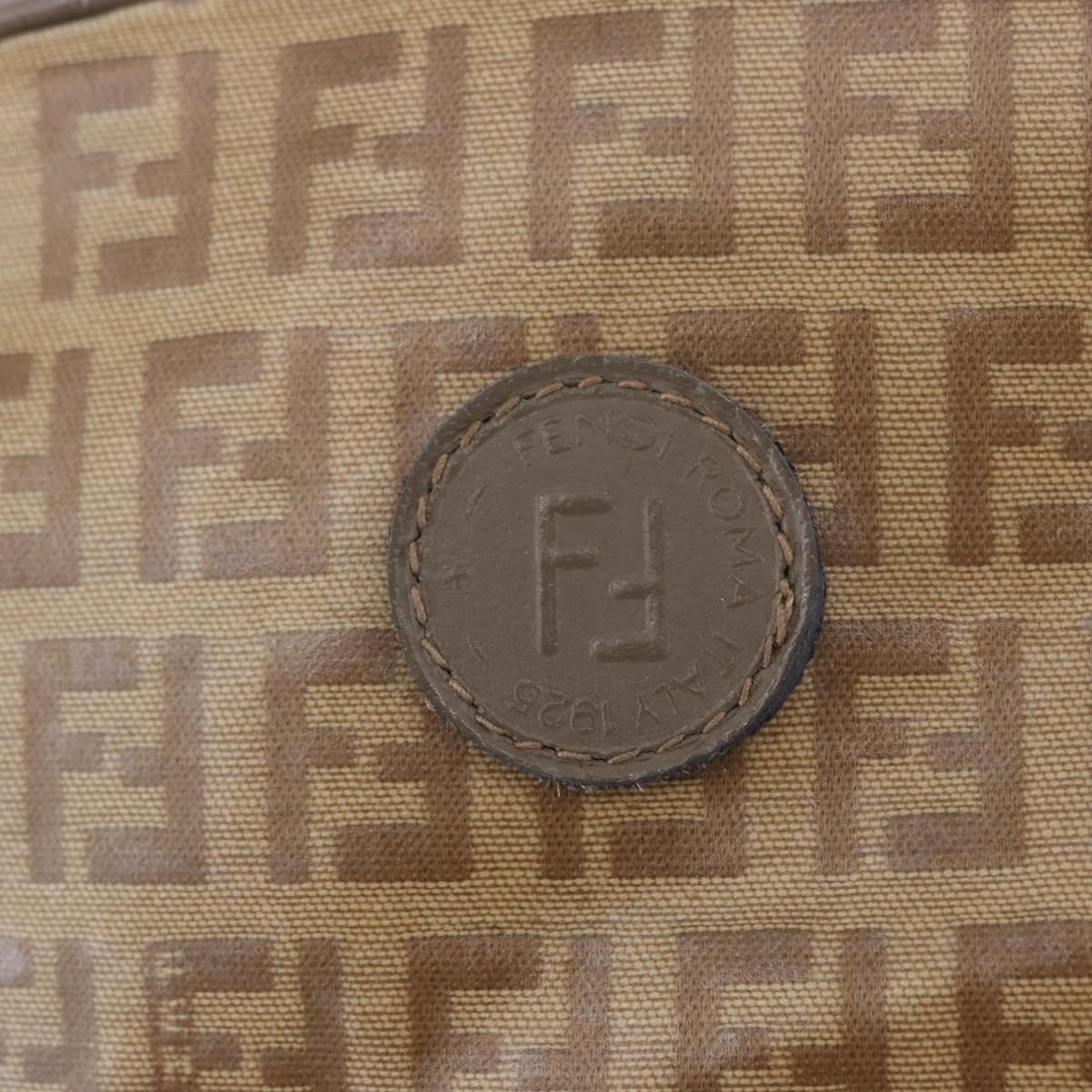 FENDI Zucchino Canvas Shoulder Bag PVC Beige Auth 197102