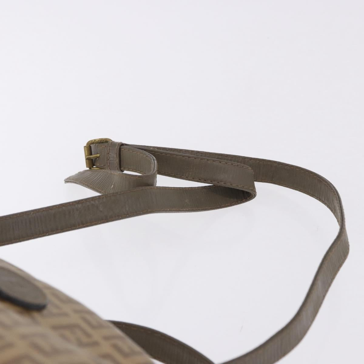 FENDI Zucchino Canvas Shoulder Bag PVC Beige Auth 197102