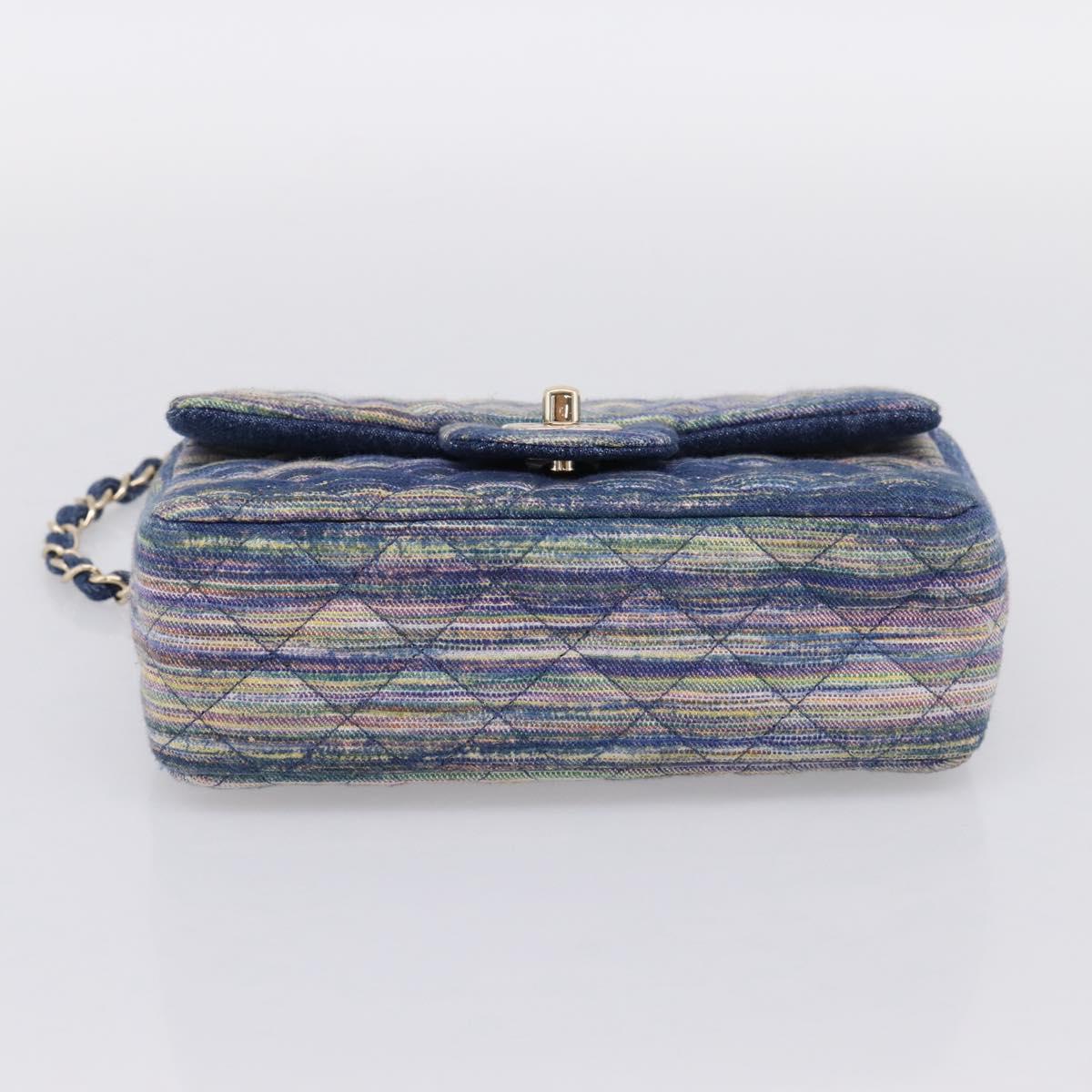CHANEL Matelasse 20 Chain Shoulder Bag Denim Navy Gold CC Auth 197103SM