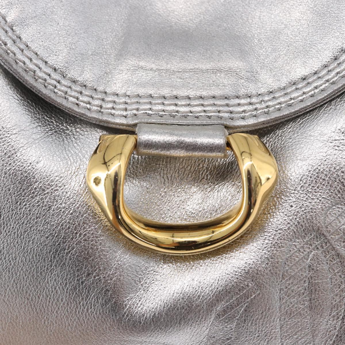 LOEWE Shoulder Bag Leather Gold Silver Auth 197104