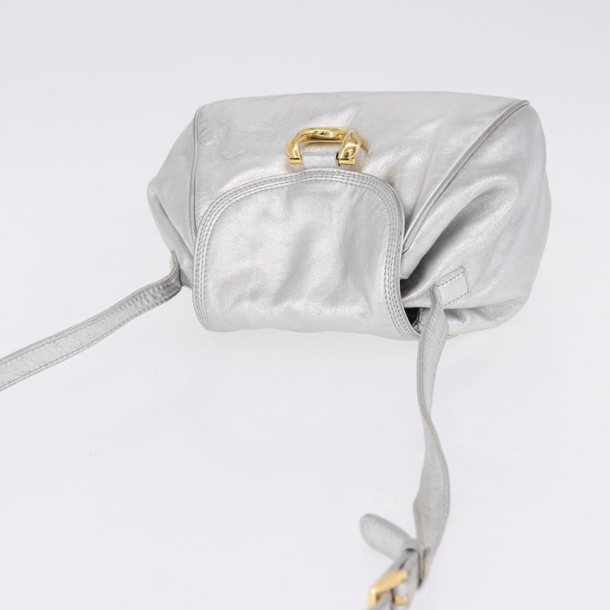LOEWE Shoulder Bag Leather Gold Silver Auth 197104