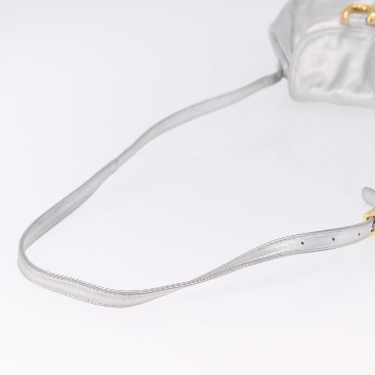 LOEWE Shoulder Bag Leather Gold Silver Auth 197104
