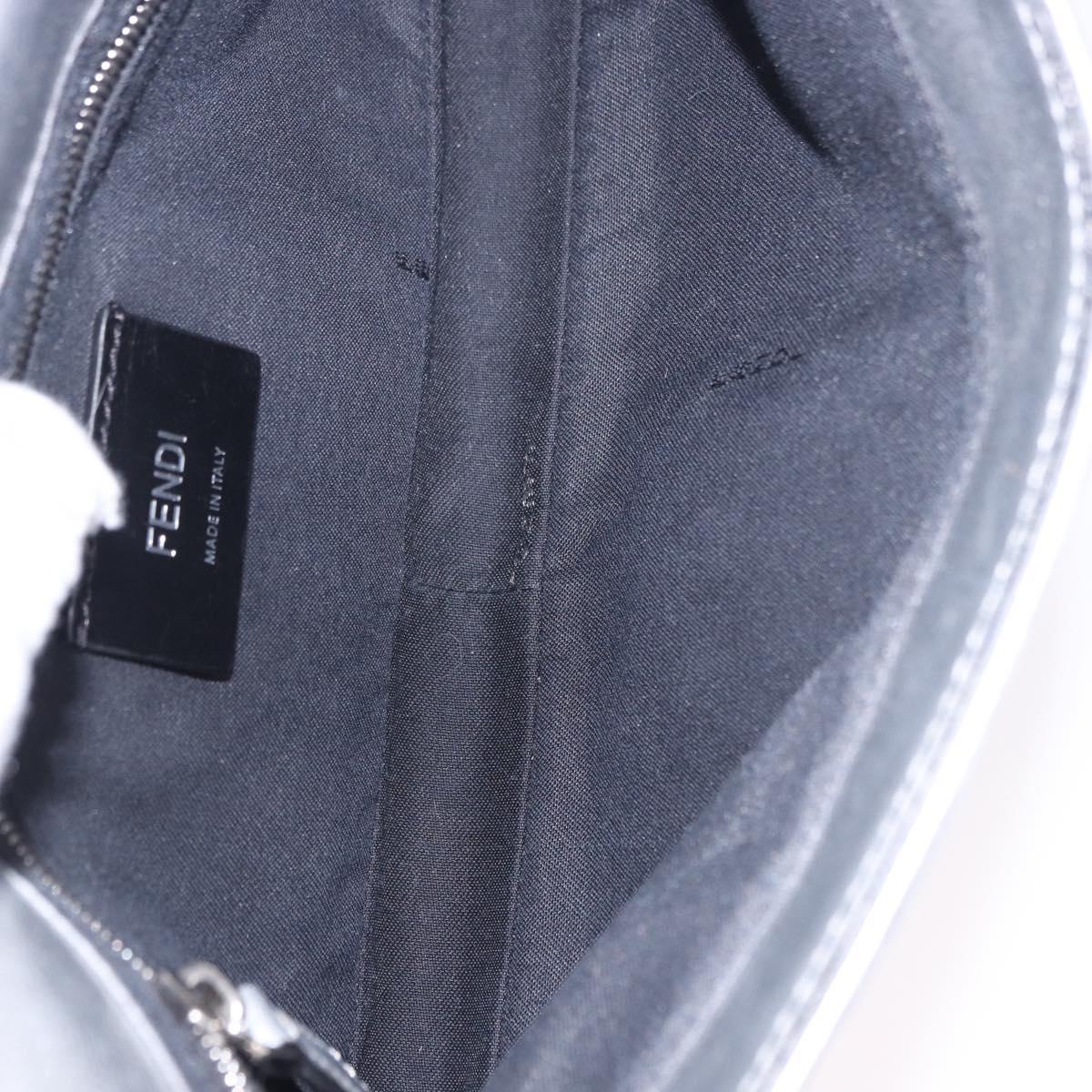 FENDI Zucca Canvas Mamma Baguette Shoulder Bag Leather Silver Auth 197105SAM