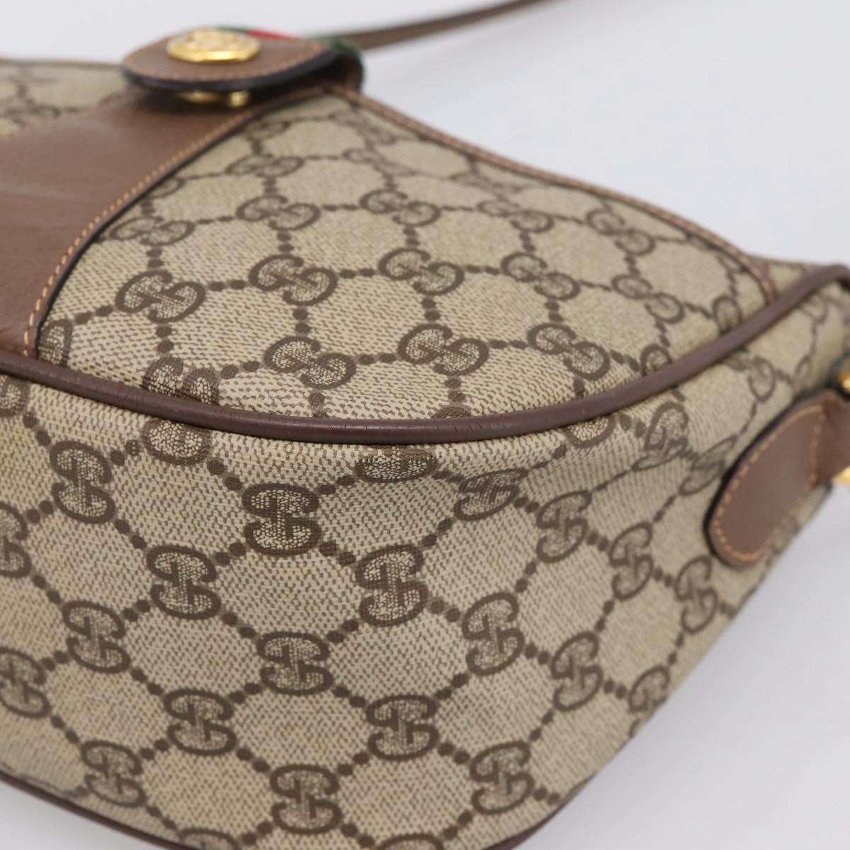 GUCCI GG Supreme Web Sherry Line Bag PVC Beige Gold 001 754 6177 Auth 197108