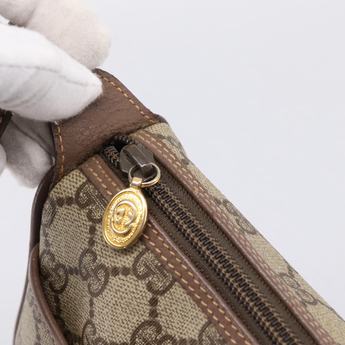 GUCCI GG Supreme Web Sherry Line Bag PVC Beige Gold 001 754 6177 Auth 197108