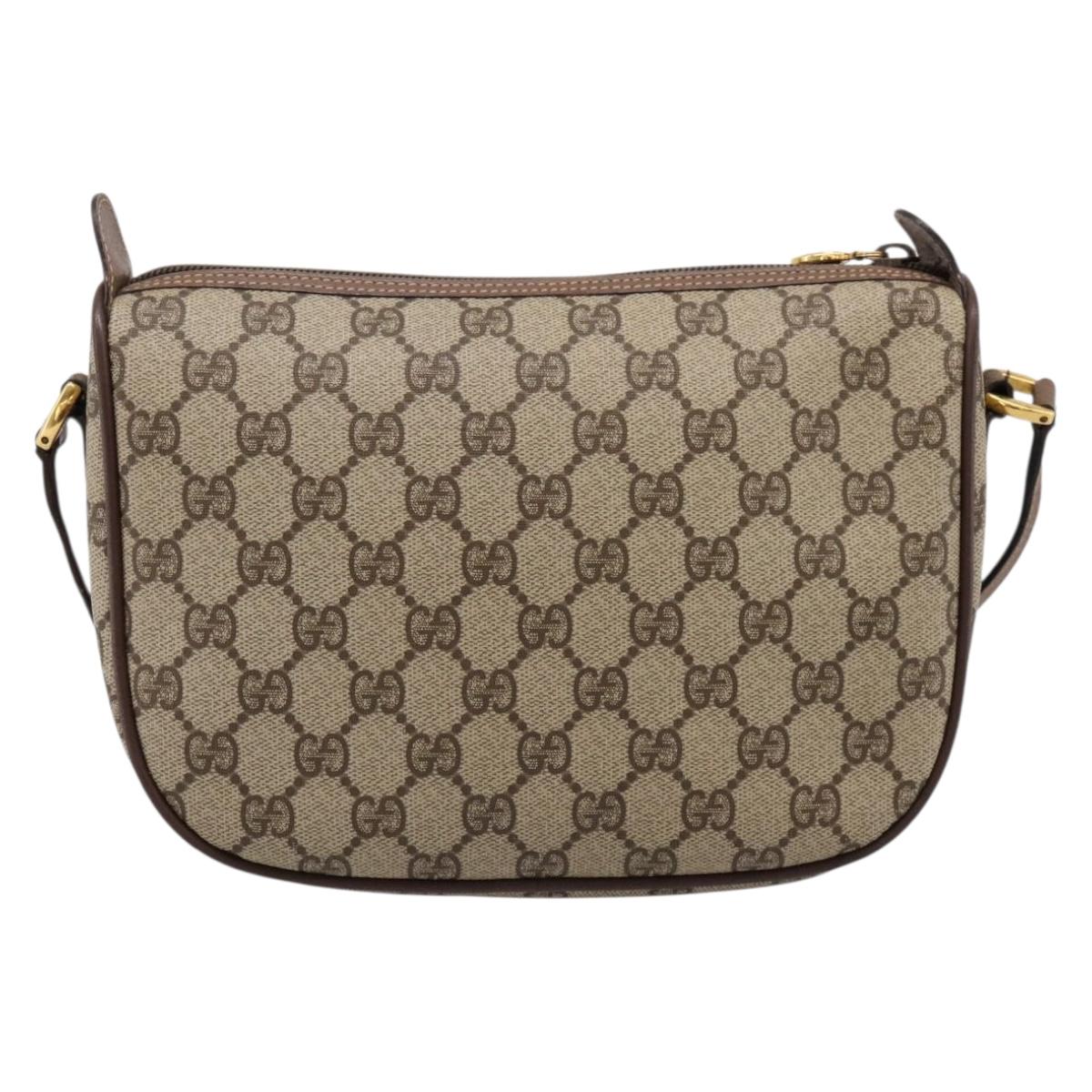 GUCCI GG Supreme Web Sherry Line Bag PVC Beige Gold 001 754 6177 Auth 197108