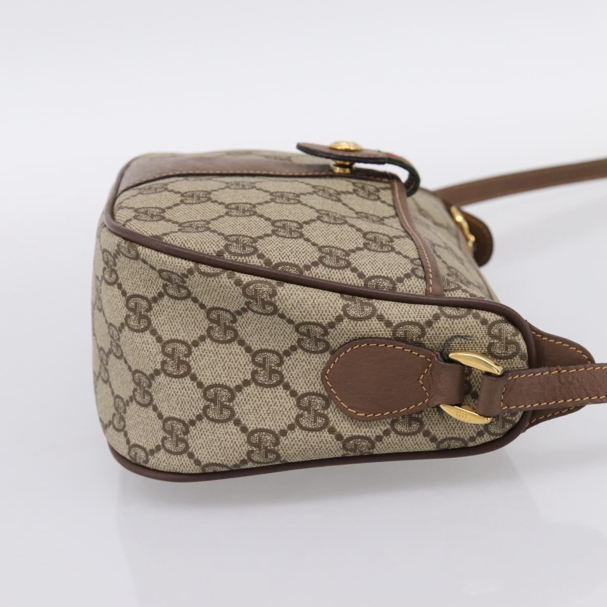 GUCCI GG Supreme Web Sherry Line Bag PVC Beige Gold 001 754 6177 Auth 197108