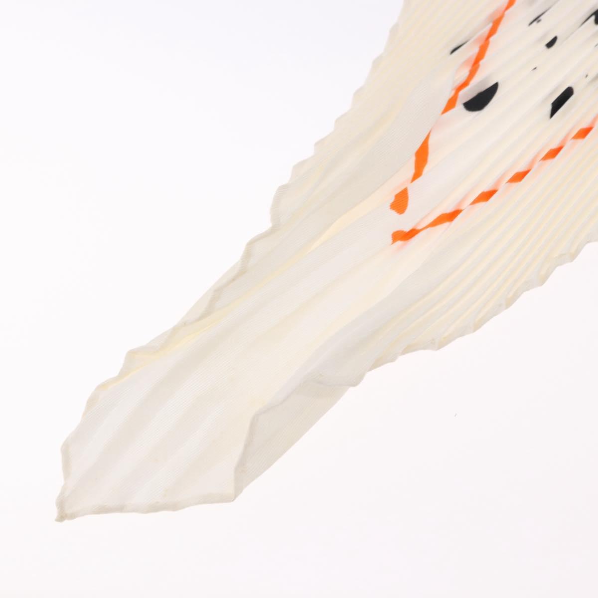 HERMES Pleated Carre 90 Scarf ""Cheval Surprise"" Silk White Auth 197112M