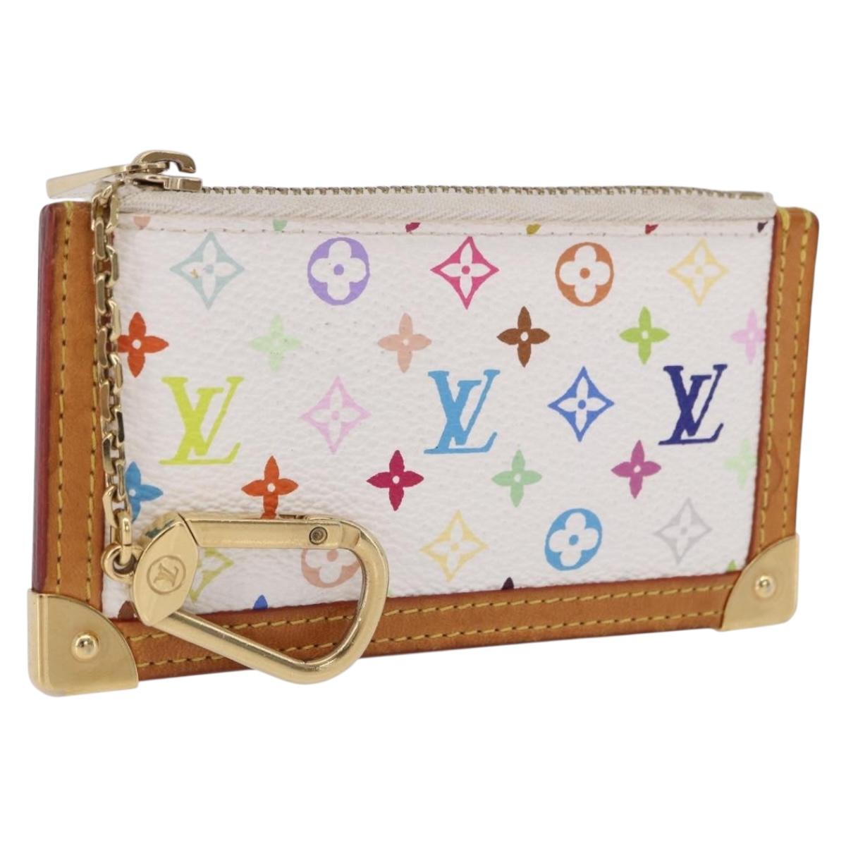 LOUIS VUITTON Multicolor Pochette Cles Coin Purse White M92655 LV Auth 197113A