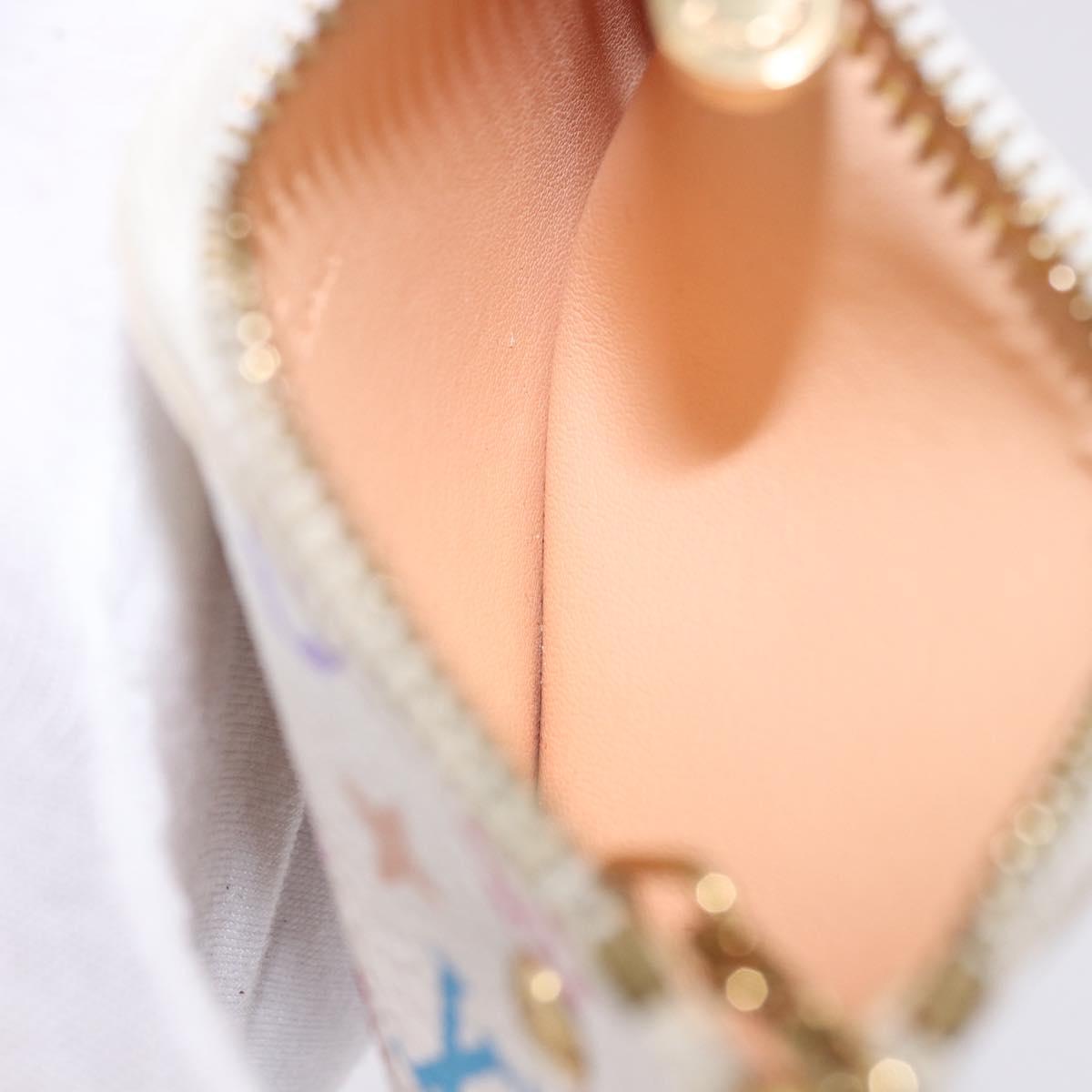 LOUIS VUITTON Multicolor Pochette Cles Coin Purse White M92655 LV Auth 197113A