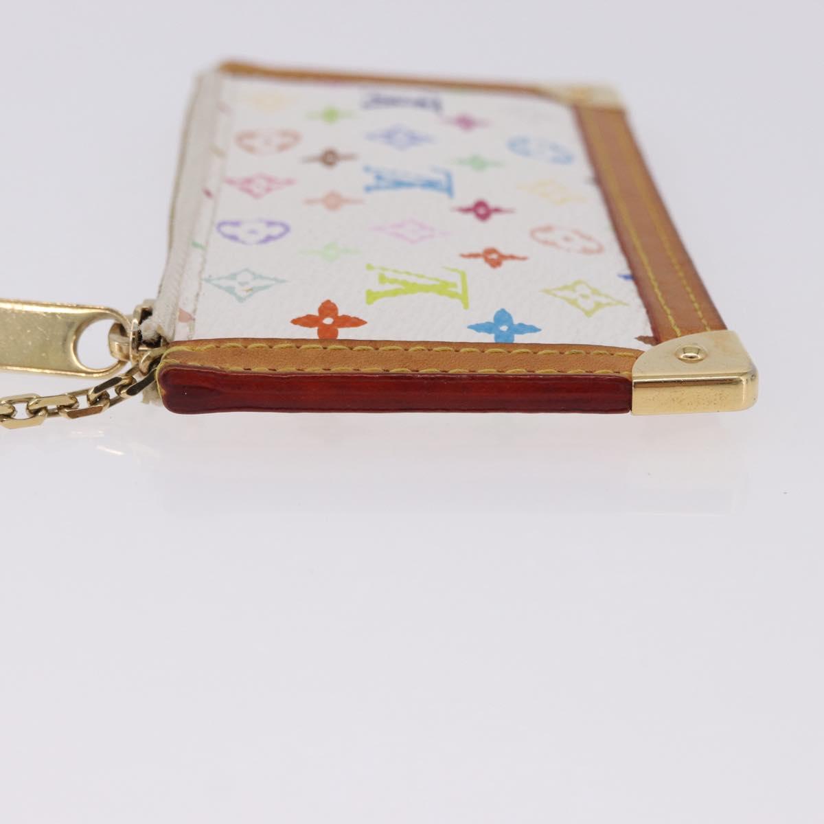 LOUIS VUITTON Multicolor Pochette Cles Coin Purse White M92655 LV Auth 197113A