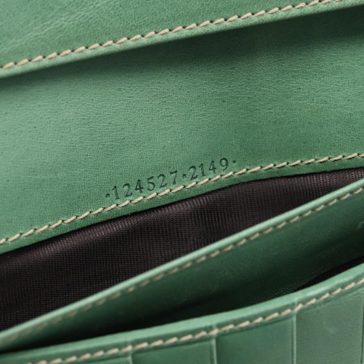 GUCCI Long Wallet Leather Green Gold Auth 197116A