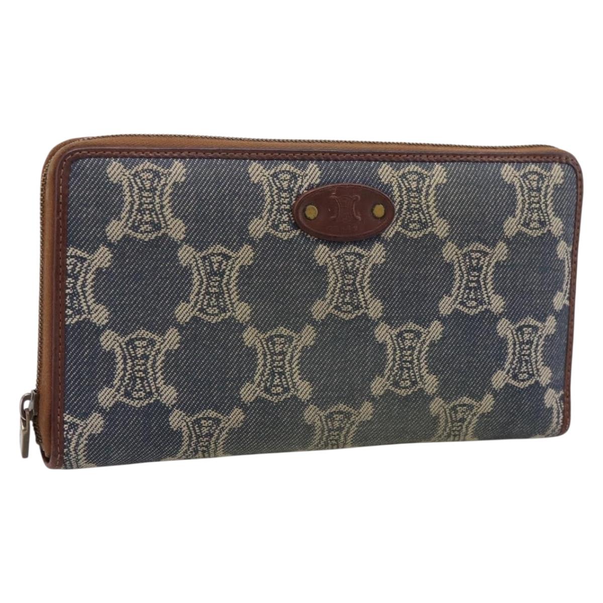 CELINE Paris Macadam Canvas Wallet Blue Auth 197117