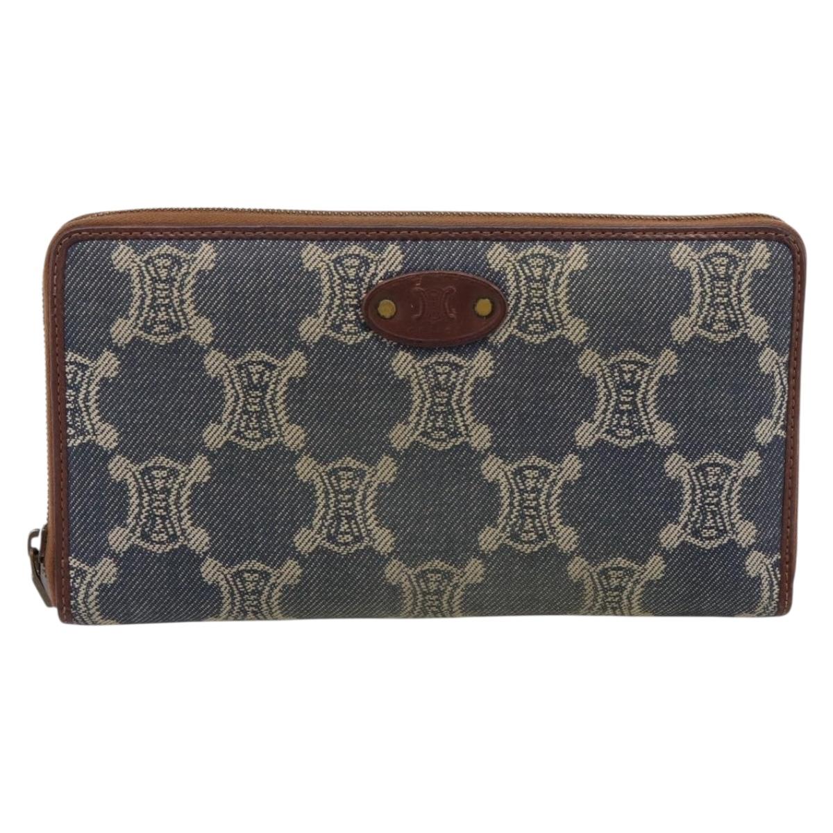 CELINE Paris Macadam Canvas Wallet Blue Auth 197117