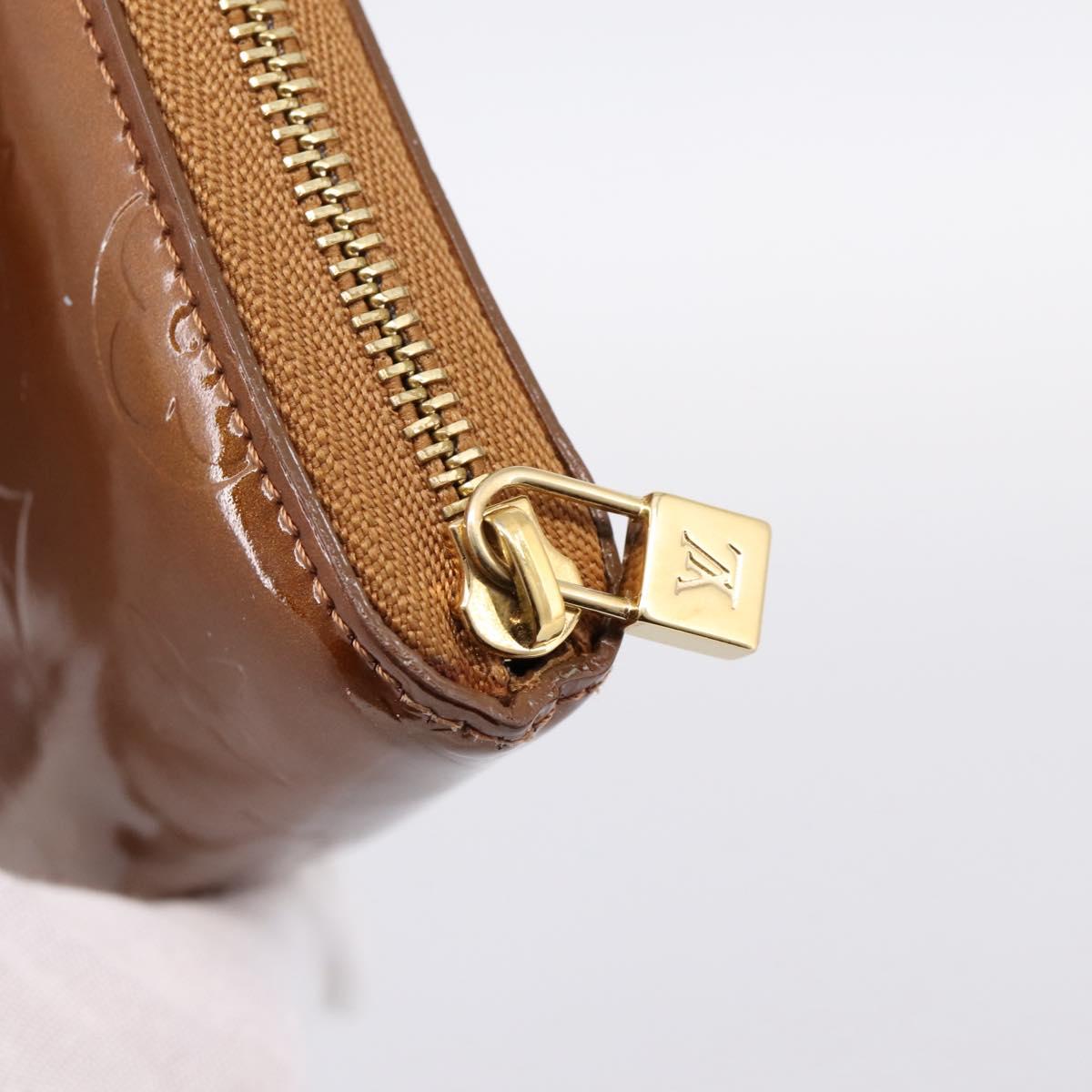 LOUIS VUITTON Monogram Vernis Eldrich Wallet Zip Around Bronze LV Auth 197118