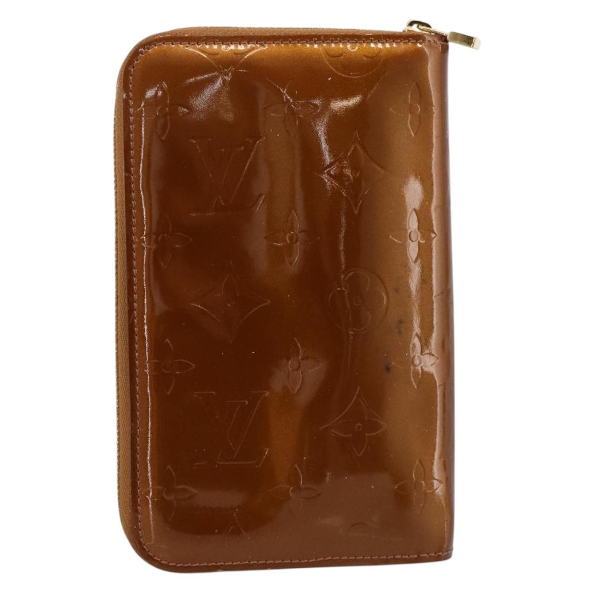 LOUIS VUITTON Monogram Vernis Eldrich Wallet Zip Around Bronze LV Auth 197118