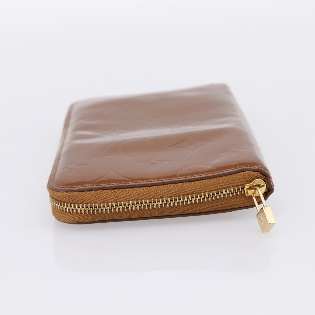 LOUIS VUITTON Monogram Vernis Eldrich Wallet Zip Around Bronze LV Auth 197118