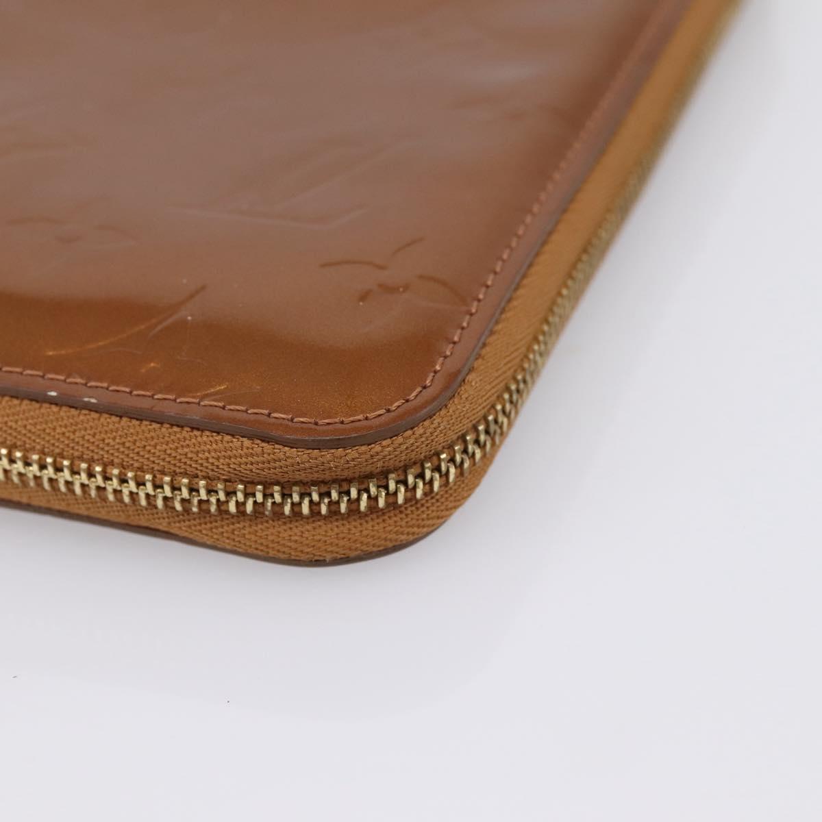 LOUIS VUITTON Monogram Vernis Eldrich Wallet Zip Around Bronze LV Auth 197118