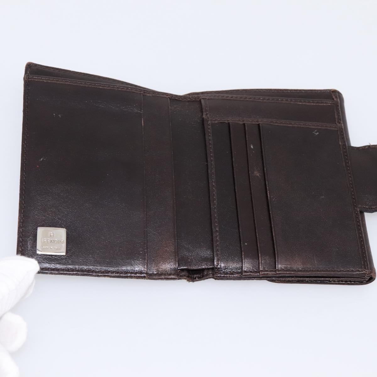 FENDI Zucca Canvas Bifold Wallet Black Brown Auth 197121