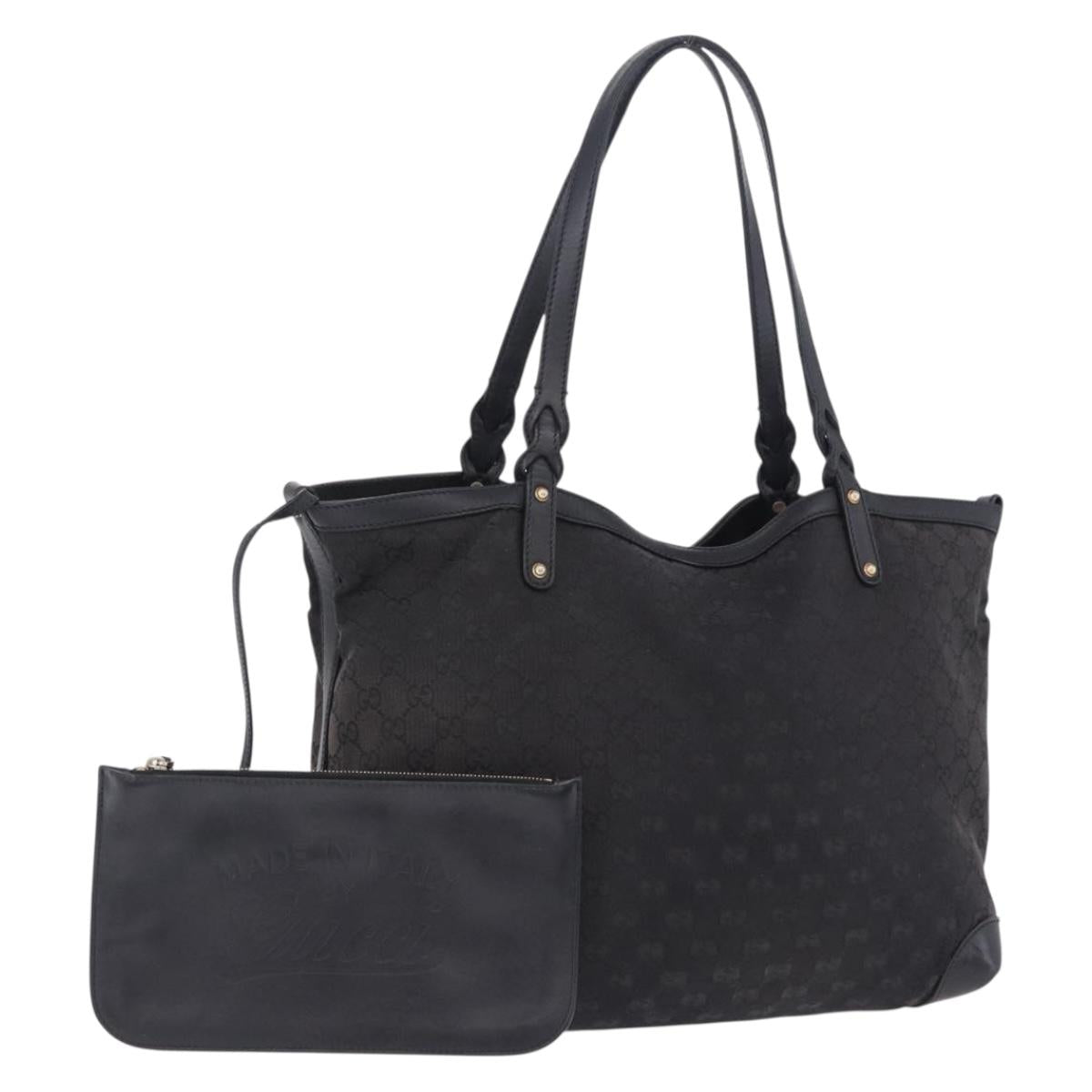 GUCCI Tote Bag GG Canvas Black Gold 247209 Auth 197124
