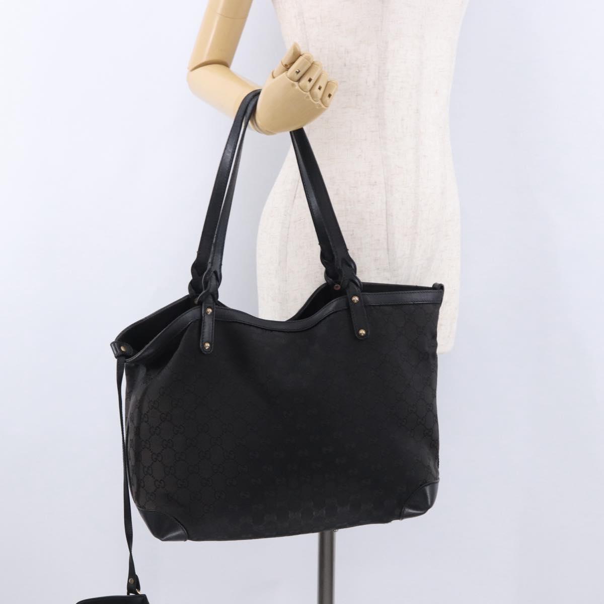 GUCCI Tote Bag GG Canvas Black Gold 247209 Auth 197124