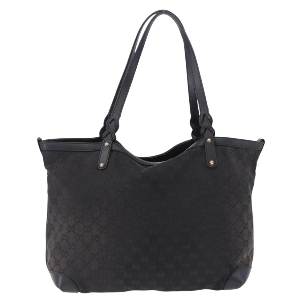 GUCCI Tote Bag GG Canvas Black Gold 247209 Auth 197124