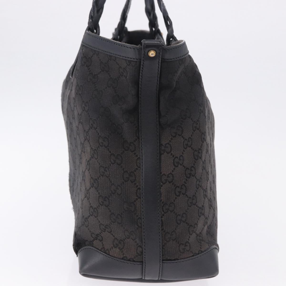 GUCCI Tote Bag GG Canvas Black Gold 247209 Auth 197124
