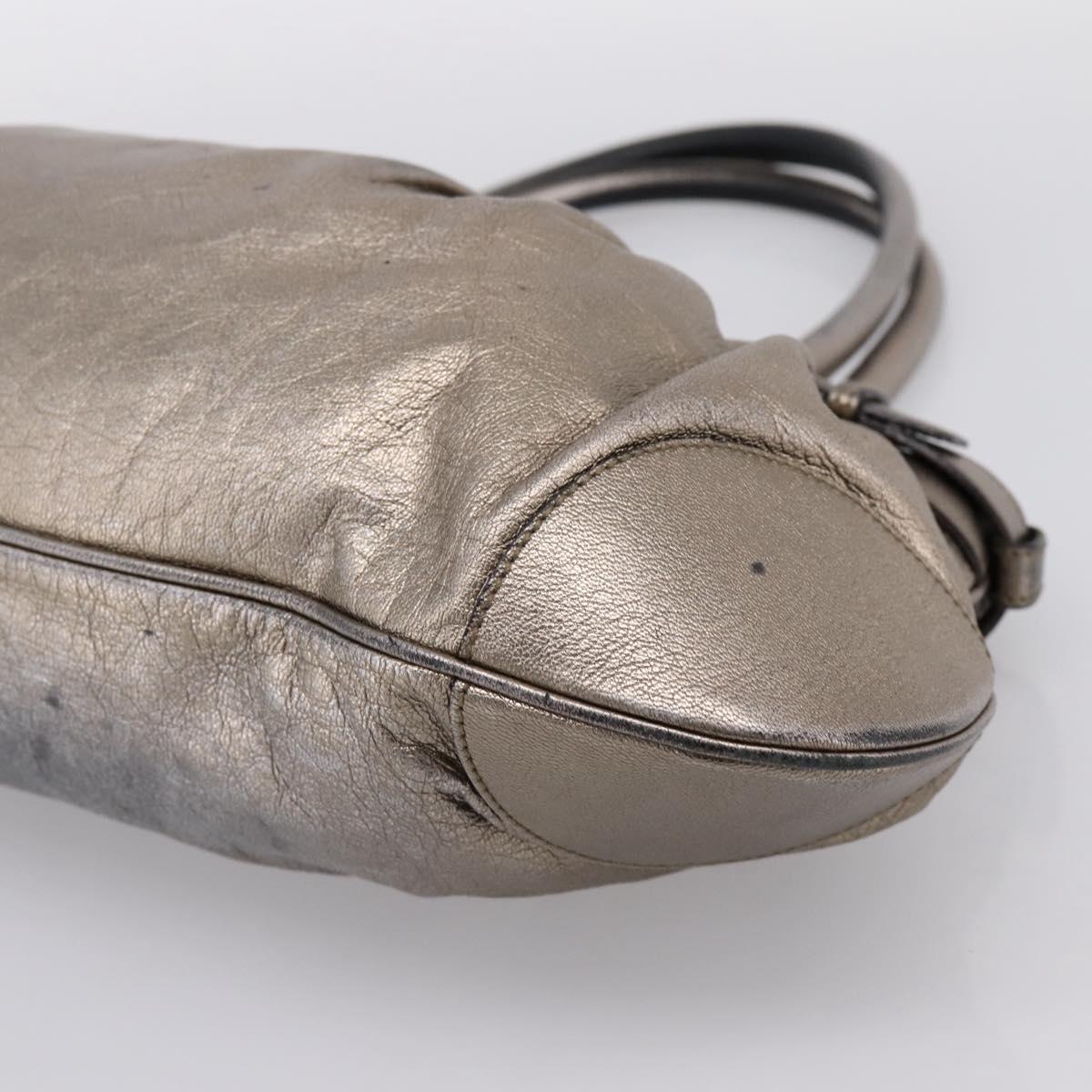 Salvatore Ferragamo Gancini Hand Bag Leather Gold Auth 197125